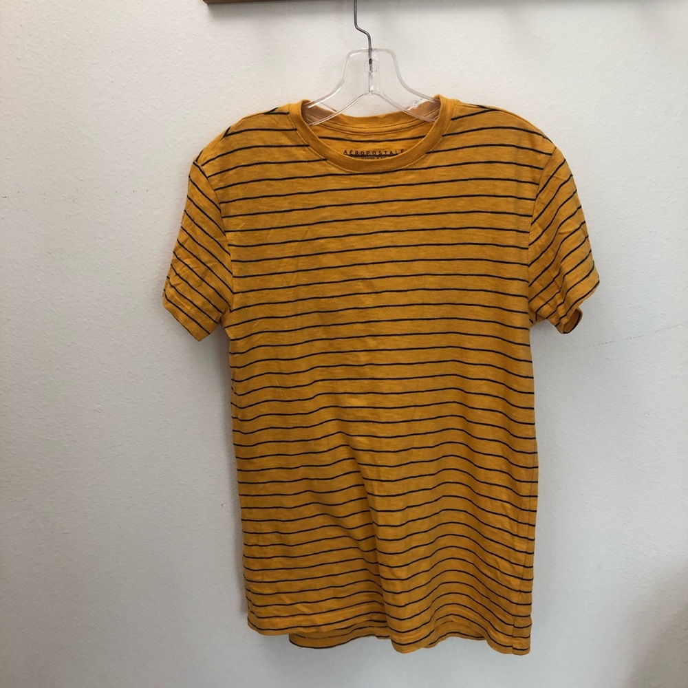 Aeropostale yellow & navy blue striped t-shirt